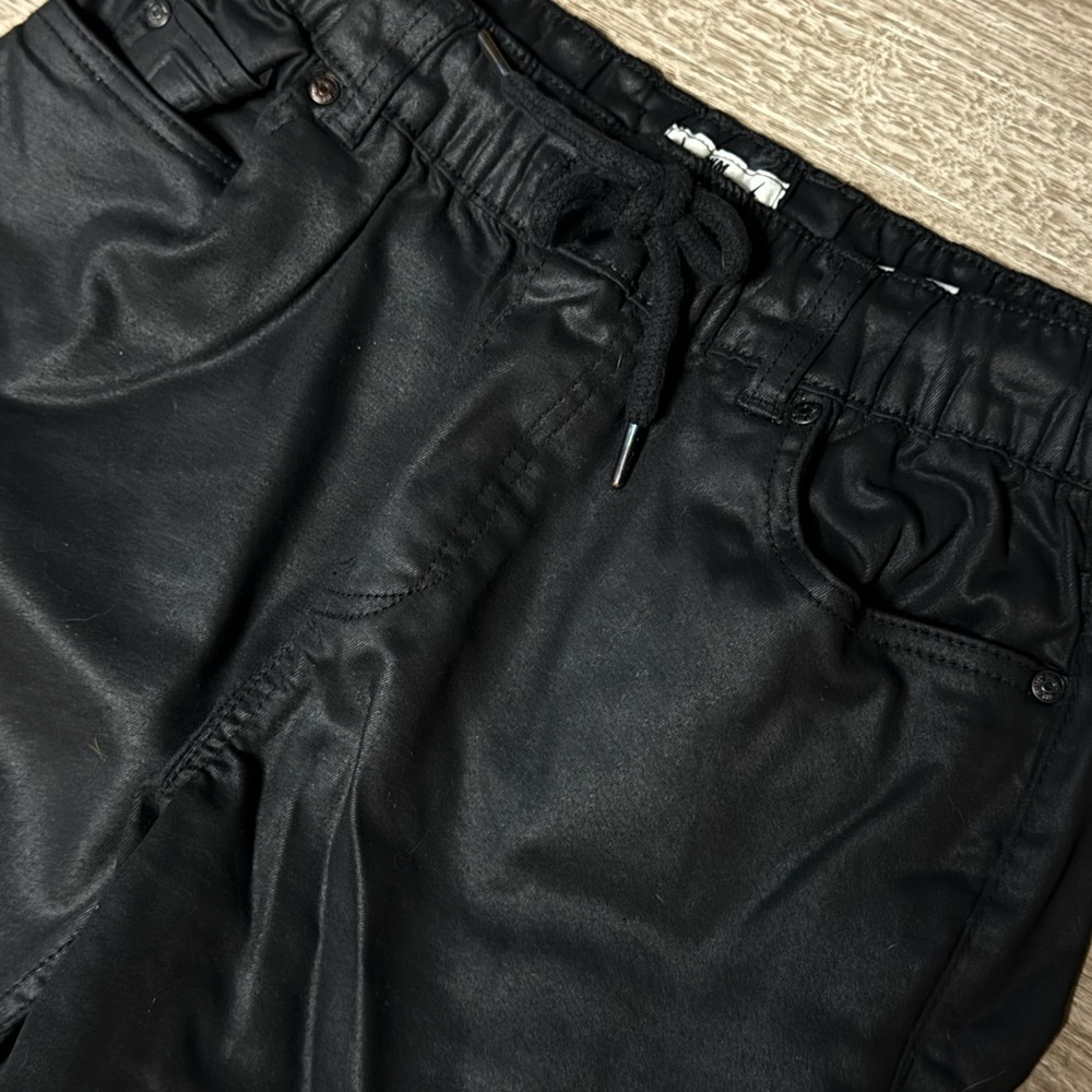 Black Faux Leather Joggers (Medium)